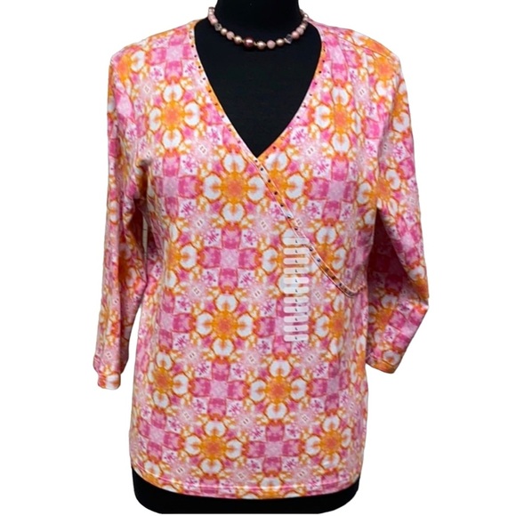 Floral Rhinestone Neck Knit Blouse - Picture 1 of 5